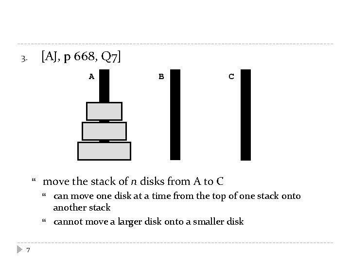 [AJ, p 668, Q 7] 3. A C move the stack of n disks