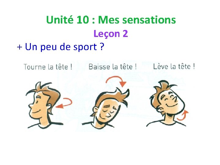 Unité 10 : Mes sensations Leçon 2 + Un peu de sport ? 