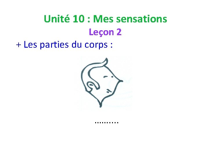 Unité 10 : Mes sensations Leçon 2 + Les parties du corps : …….