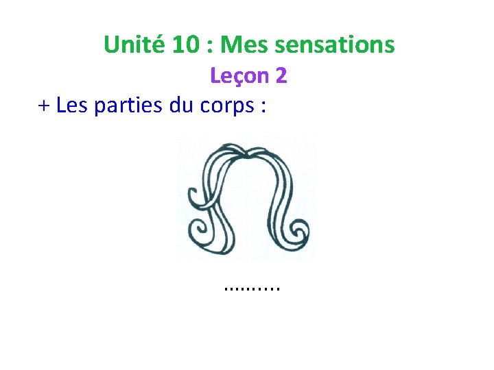 Unité 10 : Mes sensations Leçon 2 + Les parties du corps : …….