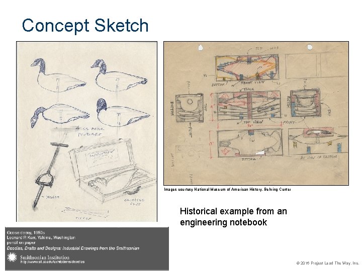 Concept Sketch Images courtesy National Museum of American History, Behring Center Historical example from