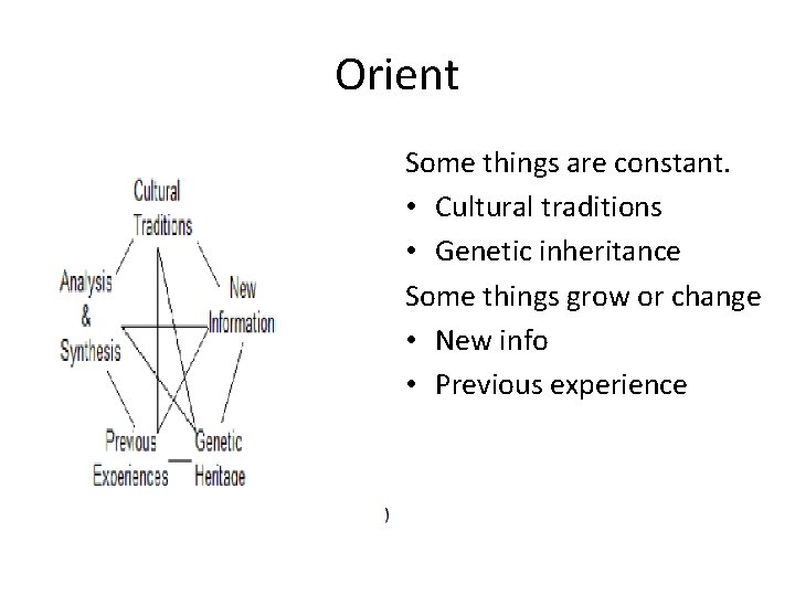 Orient Some things are constant. • Cultural traditions • Genetic inheritance Some things grow