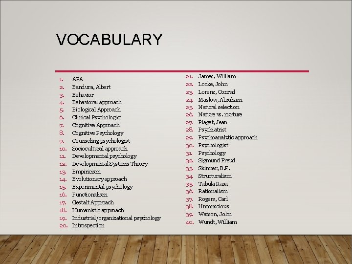 VOCABULARY 1. 2. 3. 4. 5. 6. 7. 8. 9. 10. 11. 12. 13.