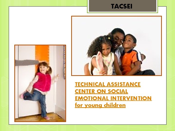 TACSEI TECHNICAL ASSISTANCE CENTER ON SOCIAL EMOTIONAL INTERVENTION for young children 