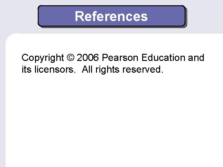 References Copyright © 2006 Pearson Education and its licensors. All rights reserved. 