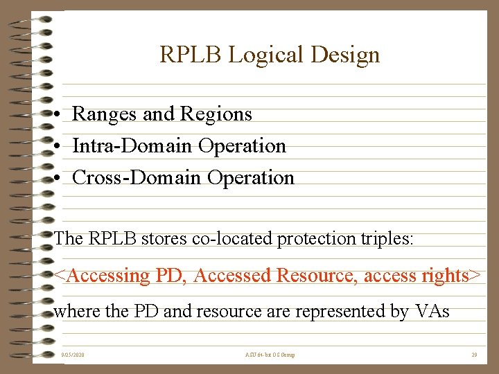 RPLB Logical Design • Ranges and Regions • Intra-Domain Operation • Cross-Domain Operation The