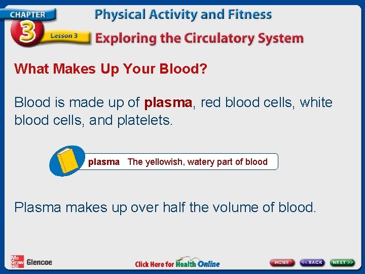 What Makes Up Your Blood? Blood is made up of plasma, red blood cells,