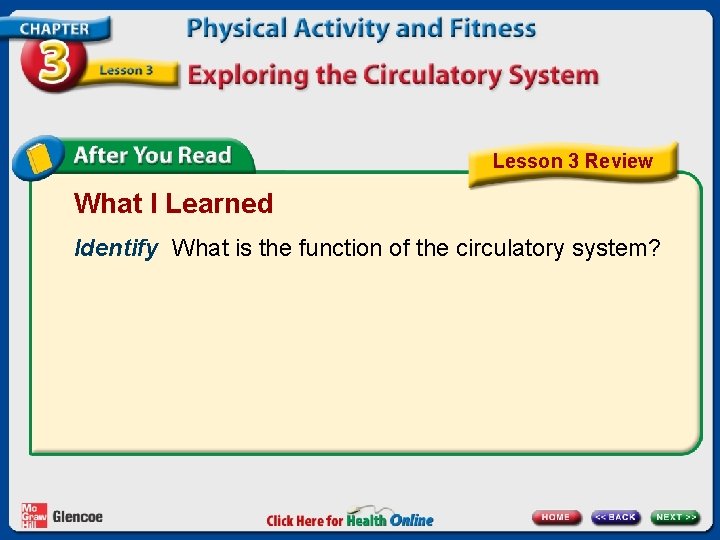 Lesson 3 Review What I Learned Identify What is the function of the circulatory