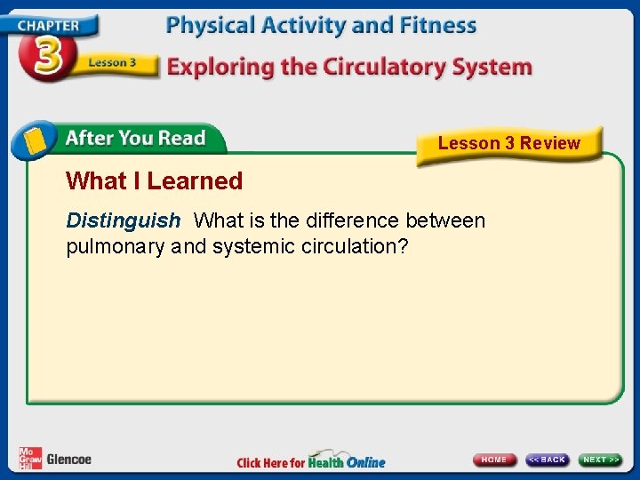 Lesson 3 Review What I Learned Distinguish What is the difference between pulmonary and