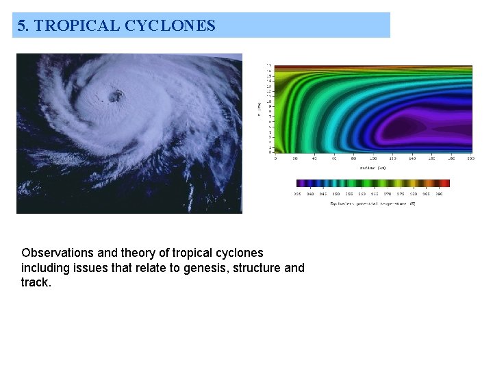 5. TROPICAL CYCLONES Observations and theory of tropical cyclones including issues that relate to