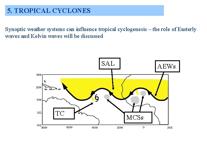 5. TROPICAL CYCLONES Synoptic weather systems can influence tropical cyclogenesis – the role of