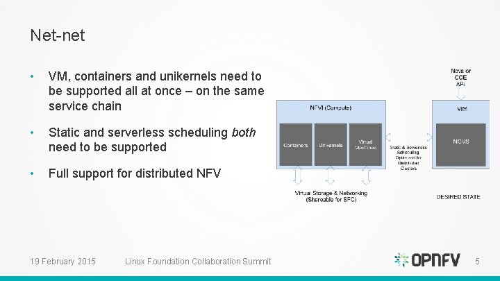 Net-net • VM, containers and unikernels need to be supported all at once –