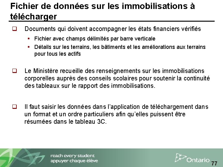 Fichier de données sur les immobilisations à télécharger q Documents qui doivent accompagner les