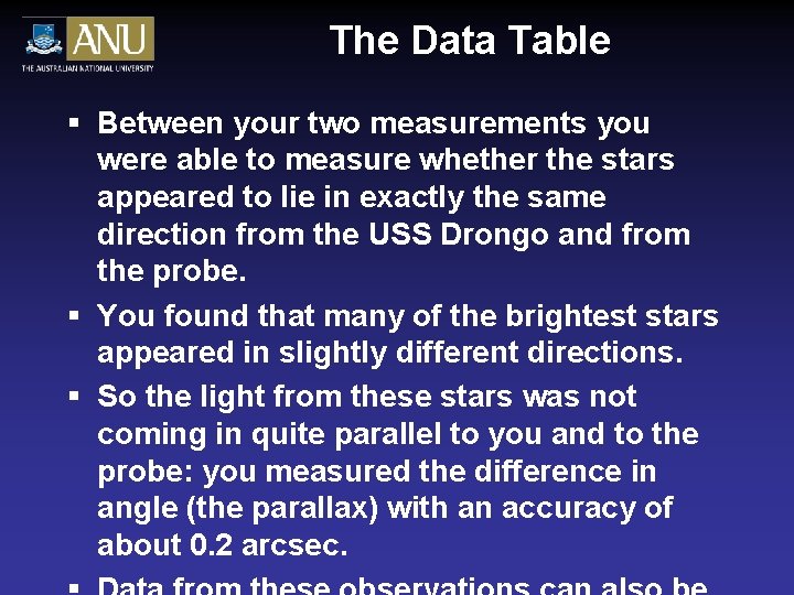 The Data Table § Between your two measurements you were able to measure whether The Data Table § Between your two measurements you were able to measure whether