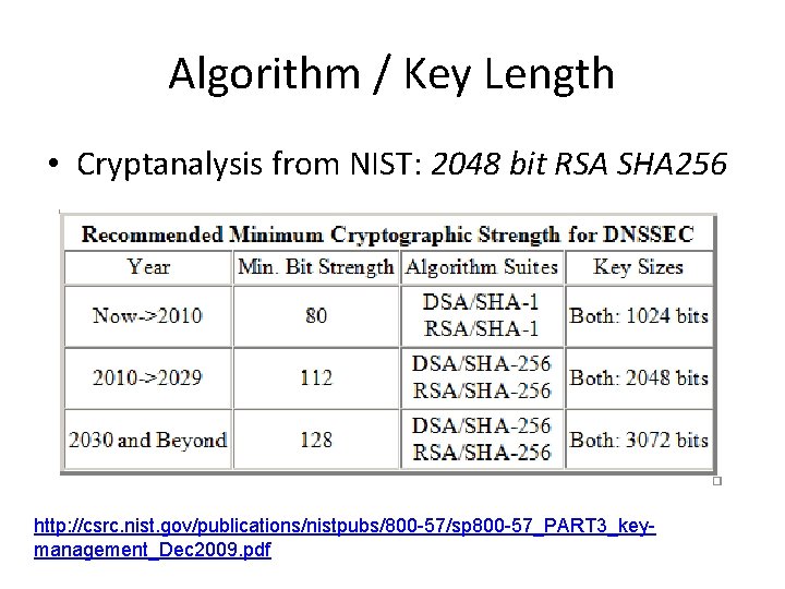 Algorithm / Key Length • Cryptanalysis from NIST: 2048 bit RSA SHA 256 http: Algorithm / Key Length • Cryptanalysis from NIST: 2048 bit RSA SHA 256 http: