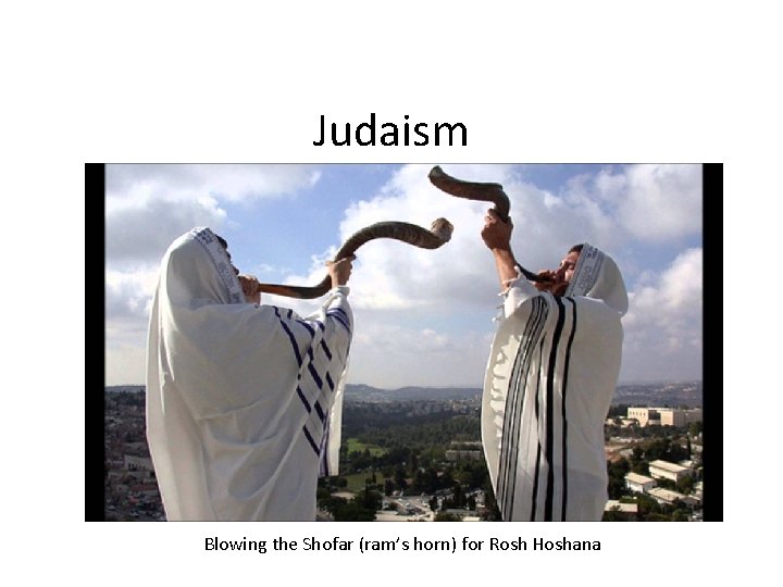 Judaism Blowing the Shofar (ram’s horn) for Rosh Hoshana 