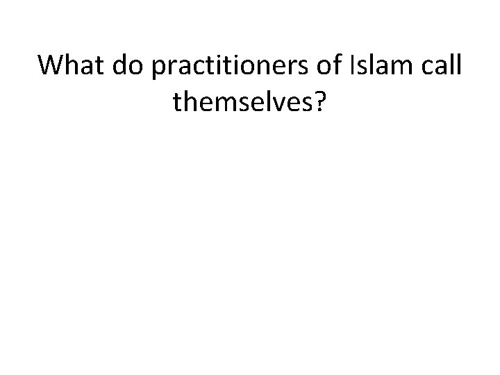 What do practitioners of Islam call themselves? 