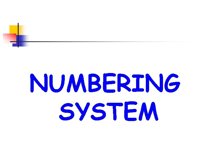 NUMBERING SYSTEM 