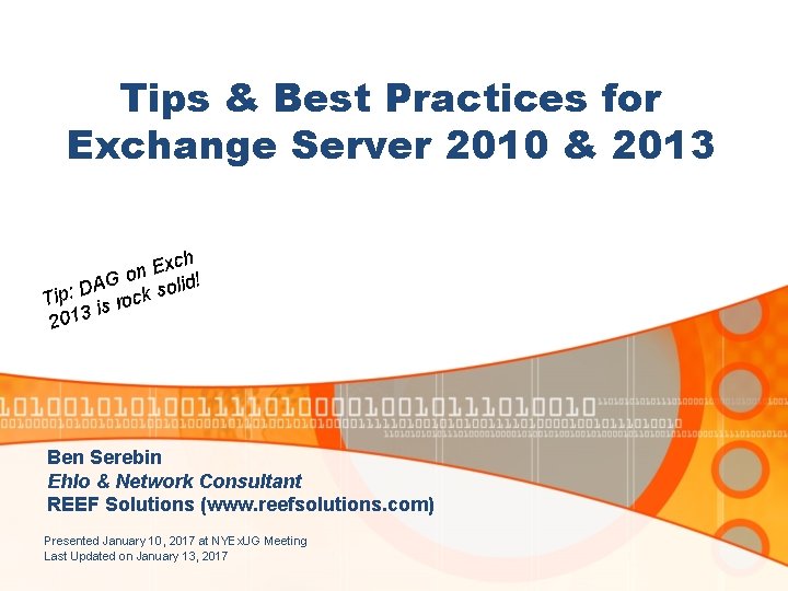 Tips & Best Practices for Exchange Server 2010 & 2013 xch E n G