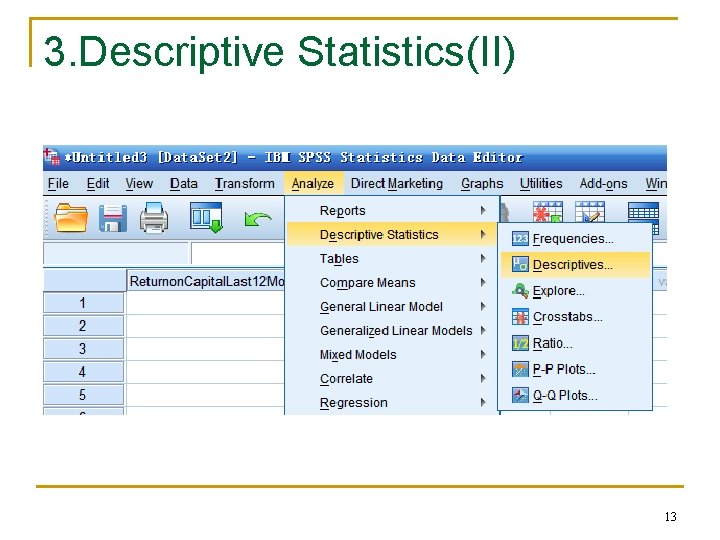3. Descriptive Statistics(II) 13 