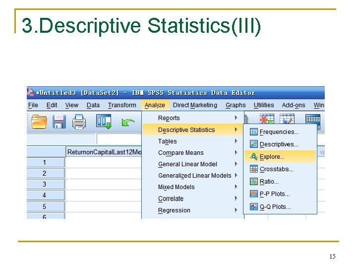 3. Descriptive Statistics(III) 15 