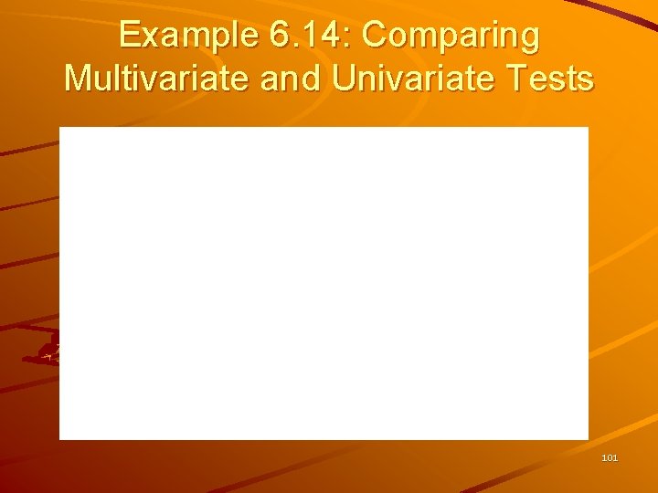 Example 6. 14: Comparing Multivariate and Univariate Tests 101 