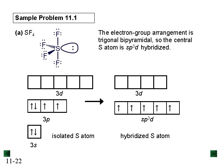 Sample Problem 11. 1 (a) SF 4 The electron-group arrangement is trigonal bipyramidal, so