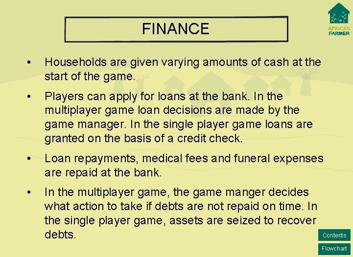 FINANCE • Households are given varying amounts of cash at the start of the