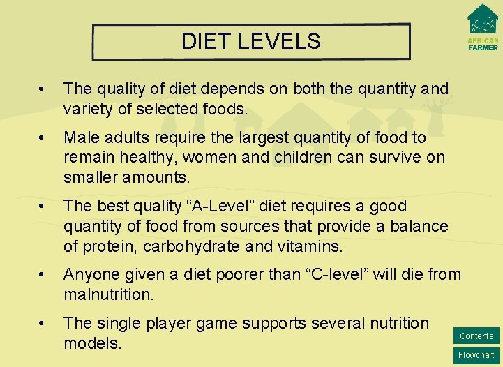 DIET LEVELS • The quality of diet depends on both the quantity and variety DIET LEVELS • The quality of diet depends on both the quantity and variety