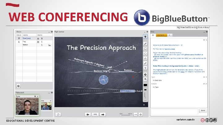 WEB CONFERENCING bigbluebutton. org/overview/ EDUCATIONAL DEVELOPMENT CENTRE carleton. ca/edc 