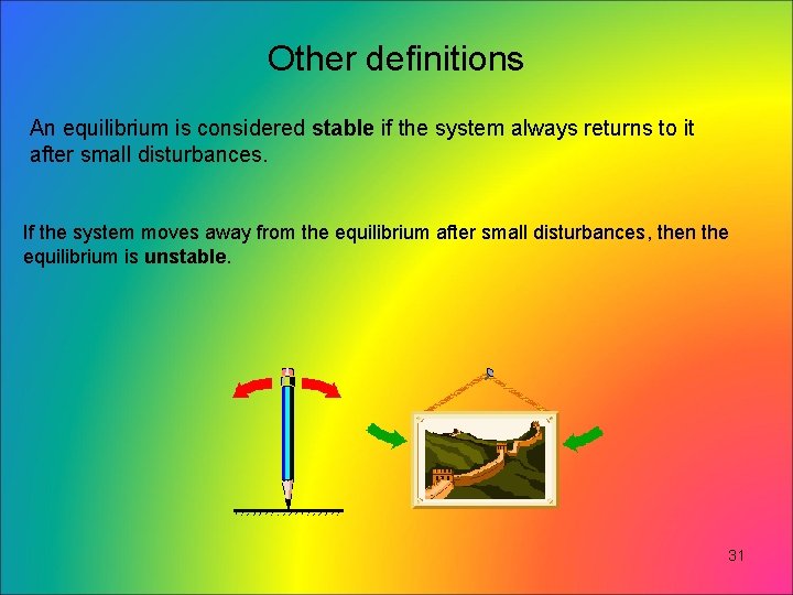 Other definitions An equilibrium is considered stable if the system always returns to it Other definitions An equilibrium is considered stable if the system always returns to it