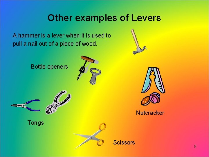 Other examples of Levers A hammer is a lever when it is used to Other examples of Levers A hammer is a lever when it is used to