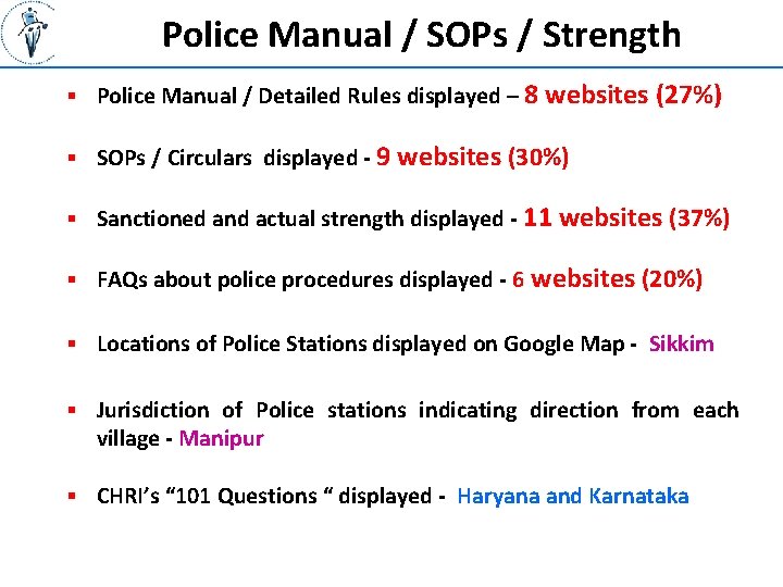 Police Manual / SOPs / Strength § Police Manual / Detailed Rules displayed –