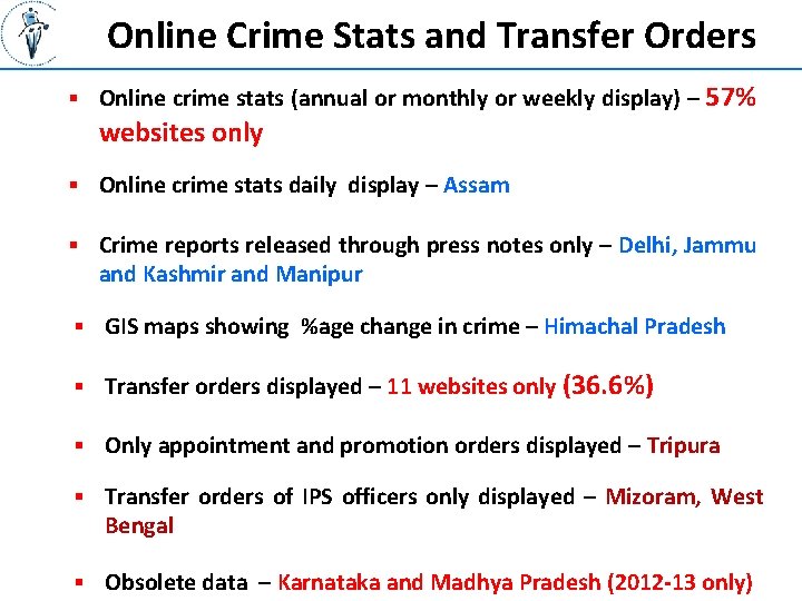 Online Crime Stats and Transfer Orders § Online crime stats (annual or monthly or