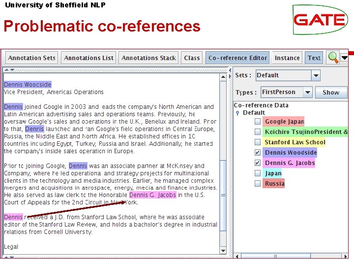 University of Sheffield NLP Problematic co-references 