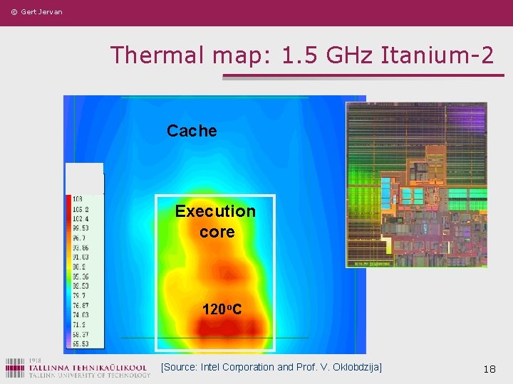 © Gert Jervan Thermal map: 1. 5 GHz Itanium-2 Cache Tem p (o. C)