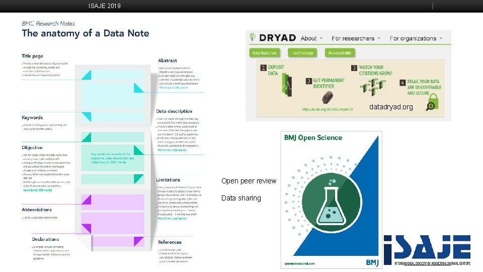 ISAJE 2019 Boston University Slideshow Title Goes Here datadryad. org Open peer review Data