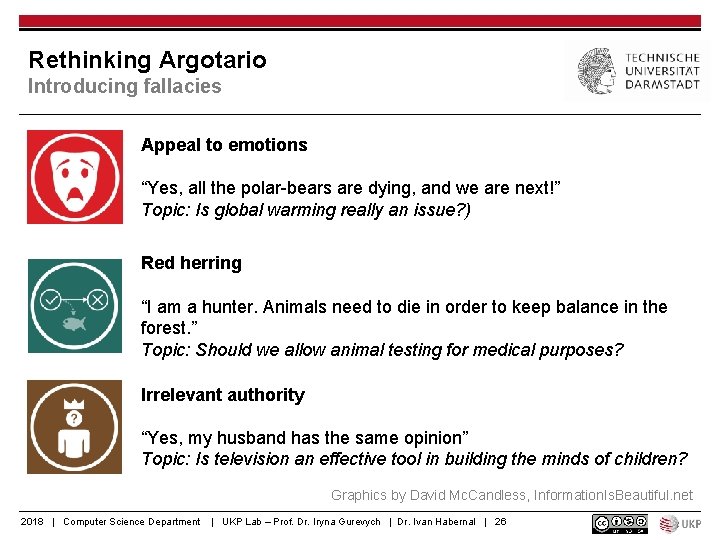 Rethinking Argotario Introducing fallacies Appeal to emotions “Yes, all the polar-bears are dying, and