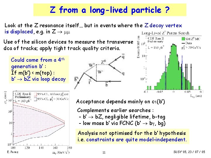Z from a long-lived particle ? Look at the Z resonance itself… but in