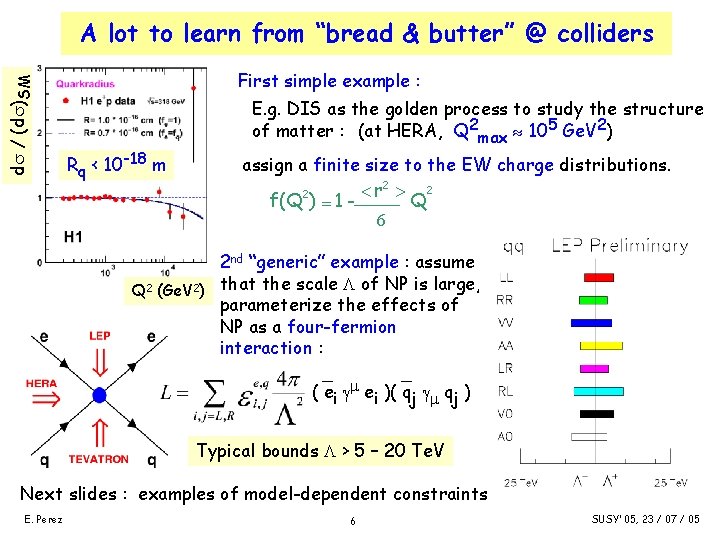 d / (d )SM A lot to learn from “bread & butter” @ colliders