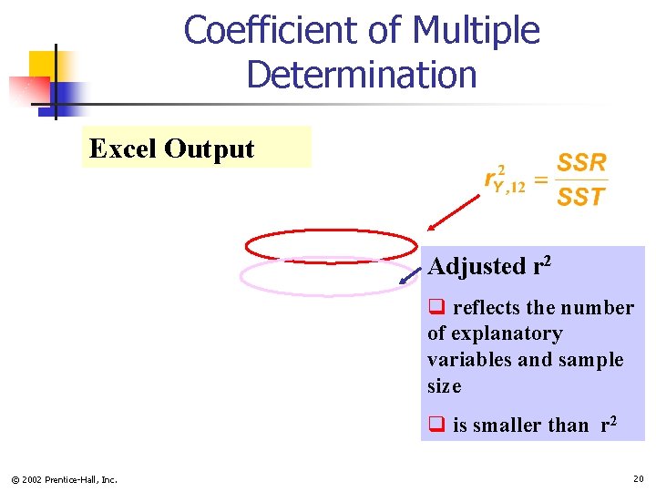 Coefficient of Multiple Determination Excel Output Adjusted r 2 q reflects the number of