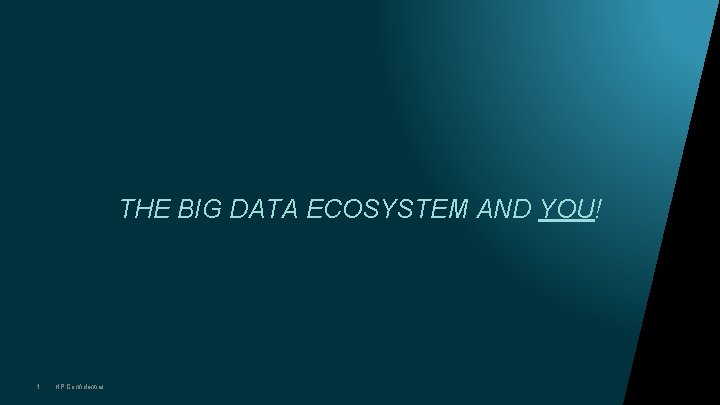 THE BIG DATA ECOSYSTEM AND YOU! 1 HP Confidential 