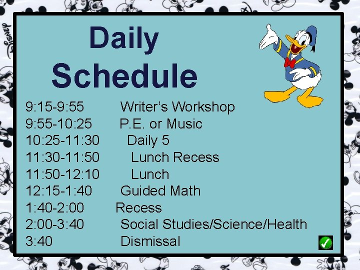 Daily Schedule 9: 15 -9: 55 -10: 25 -11: 30 -11: 50 -12: 10