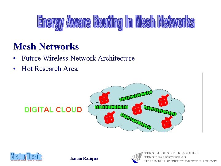 Mesh Networks • Future Wireless Network Architecture • Hot Research Area 010 01 1