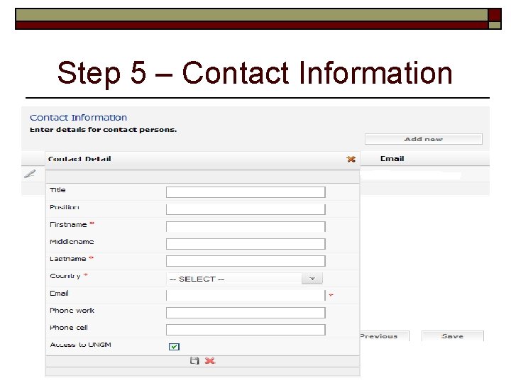 Step 5 – Contact Information 
