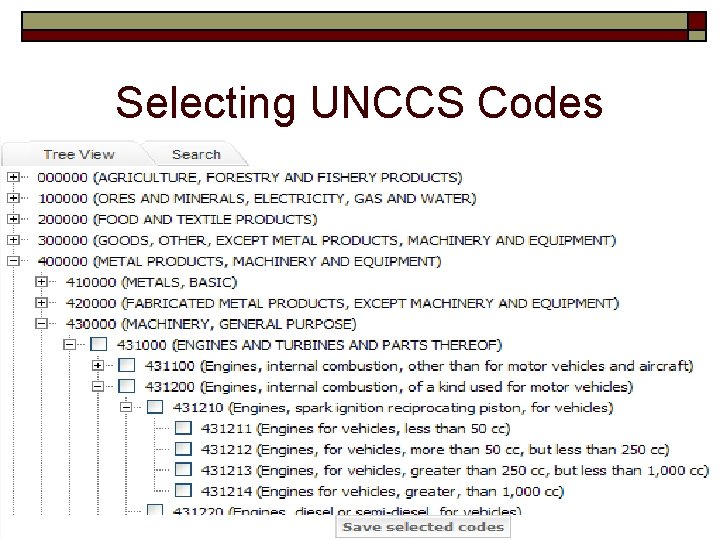 Selecting UNCCS Codes 