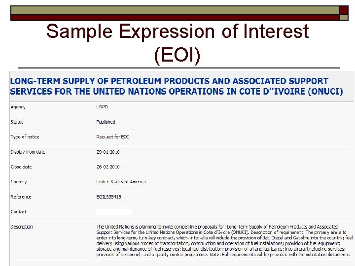 Sample Expression of Interest (EOI) 