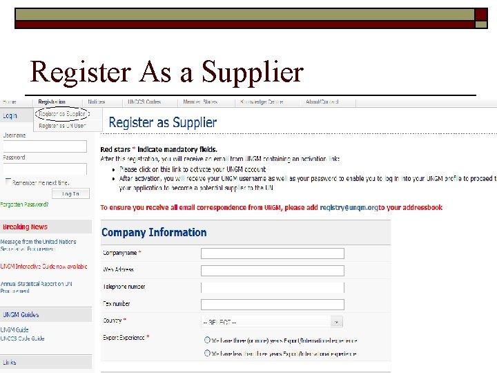 Register As a Supplier 