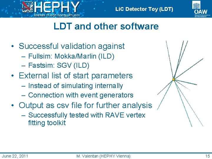 Li. C Detector Toy (LDT) LDT and other software • Successful validation against –