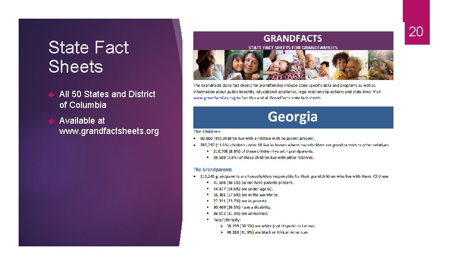 State Fact Sheets All 50 States and District of Columbia Available at www. grandfactsheets.